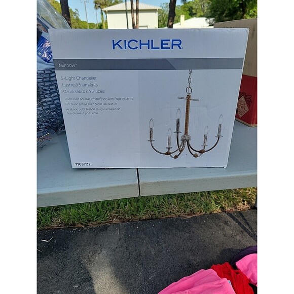 KICHLER MINNOW 5-LIGHT CHANDELIER DISTRESSED W/ ANCHOR CHAIN - NEW IN BOX - Picture 1 of 6